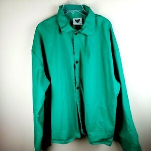 Green Welding Shirt Jacket Men 3XL Irontex flame resistant fabric snap front
