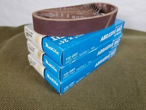 30 qty Makita Abrasive Belt Sandpaper 100 Grit 1-1/8&#034; x 21&#034; For 9030
