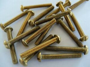 Brass Machine Screws - Slotted Round Head - #10-24 x 1-1/2&#034; Course Thread Bolts