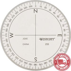Westcott  3  1 / 2 - Inch  360  Degree  Compass  Protractor ,  Transparent  ( 25