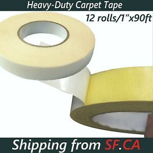 1&#034;x90ft12 RollsHeavy Duty Double-Sided Tape for Anti-Skid CarpetArea Rugs