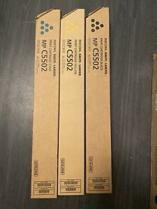 3 New Genuine RICOH SAVIN LANIER MP C5502 Print Cartridges Black Cyan Yellow
