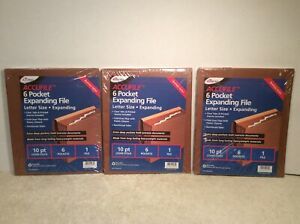 Ampad Accufile 6 Pocket Expanding File Letter Size + Tabs &amp; Inserts Lot of 3