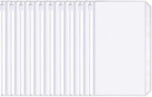 Onwon 20 Pieces Binder Pocket A6 Size 6 Holes Translucent Binder Zipper Folders