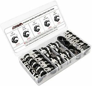 Cable Clamps Assortment Kit LOKMAN 44 Pieces Stainless Steel Rubber Cushion Pipe