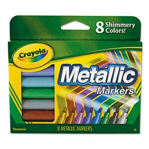 Crayola Metallic Markers, Medium Bullet Tip, Assorted Colors, 8/Set 588628