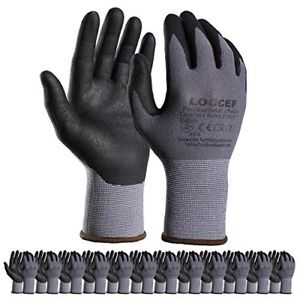 Safety Work Gloves MicroFoam Nitrile Coated-12 Pairs,Seamless Knit Nylon Gloves
