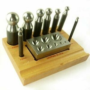 8 Pcs Doming Block and Punch Set Made of Steel Dapping Wood Storage Stand