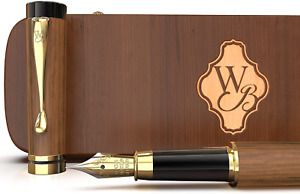 Wordsworth &amp; Black&#039;s Fountain Pen Set, Luxury Bamboo Wood - Medium Nib, Gift 6