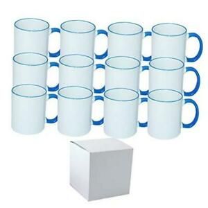 Case of 12 11 oz. LIGHT BLUE Rim &amp; Handle- Ceramic Sublimation Mugs -