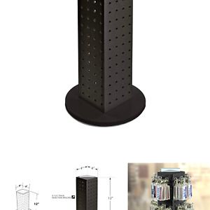 Azar 700220-BLK Pegboard 4-Sided Revolving Counter Display, Black Solid Color