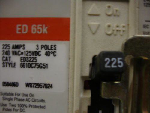 CUTLER-HAMMER 225 AMP  3 POLE BREAKER ED3225      Q-41A, US $140.00 – Picture 1