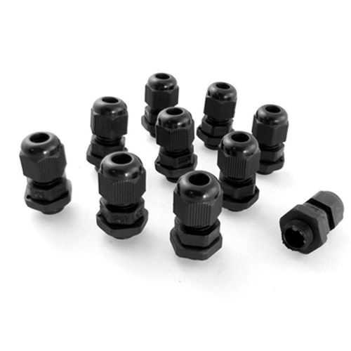 Black plastic waterproof cable glands joints 10 pcs for sale