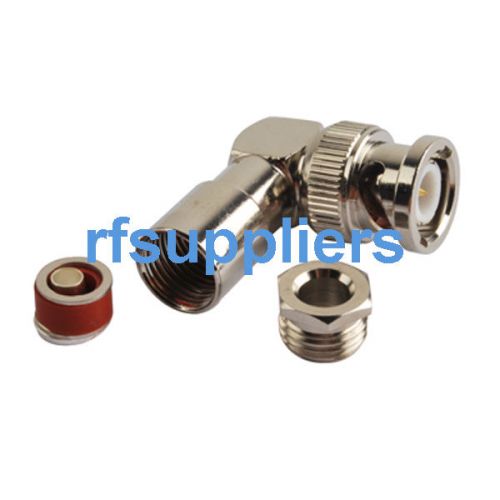 2 pcs bnc connector clamp plug male right angle for lmr195 rg58 for sale