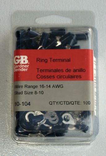100 GB Insulated Ring Crimp Terminals 16-14 AWG for #8 screws