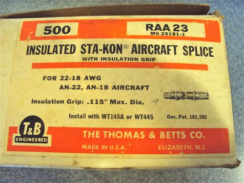 Thomas betts insulated  sta-kon aircraft wire splice   raa 23 for 22-18 awg for sale
