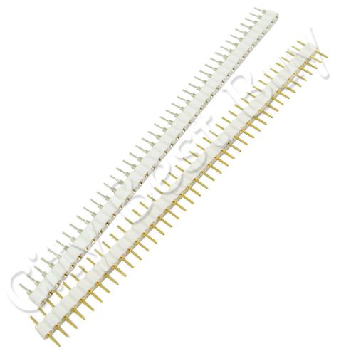 50 Male Female White 40 Round Pins PCB Single Row 2.54mm Pitch Spacing Header