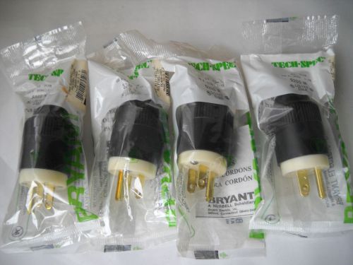 BRYANT 5266N STRAIGHT BLADE PLUGS 15A 125V (SET OF 4) NEW IN SEALED PACKAGES