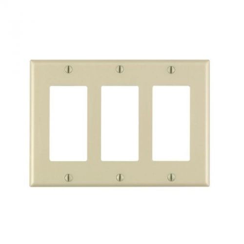 Decora switch 3-gang plate ivory 80411-i leviton mfg decorative switch plates for sale