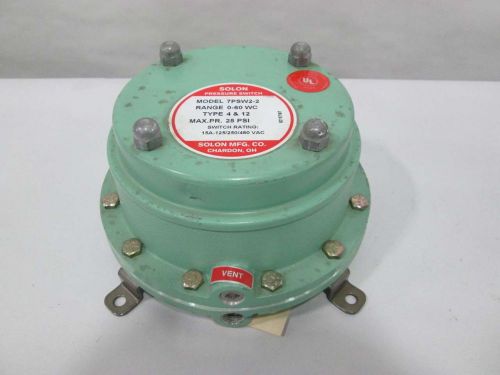 New solon 7psw2-2 0-60wc 25psi pressure switch 125/250/480v-ac 15a amp d364002 for sale