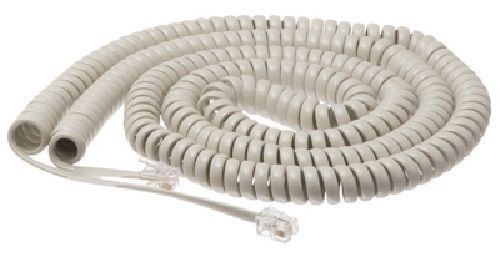 Handset Cord, 15 feet, coiled, 4 conductor, white