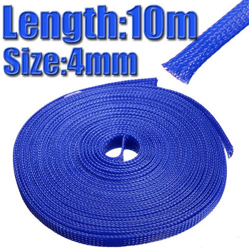 4mm 10m/393inch pet braided expandable auto wire cable gland  sleevings blue for sale