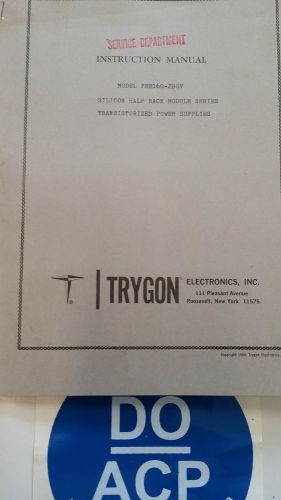 TRYGON PHR160-2B0V TRANSISTORIZED POWER SUPPLY INSTRUCTION MANUAL R3-S24