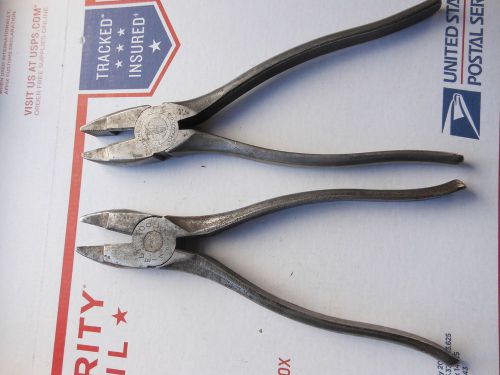 Vintage klein lineman&#039;s pliers/cutters 201-9ne model w/pole climber, nice shape! for sale