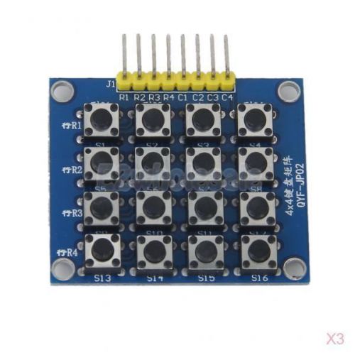 3x 1pc 4x4 matrix keypad keyboard module board + 16 buttons mcu for arduino new for sale