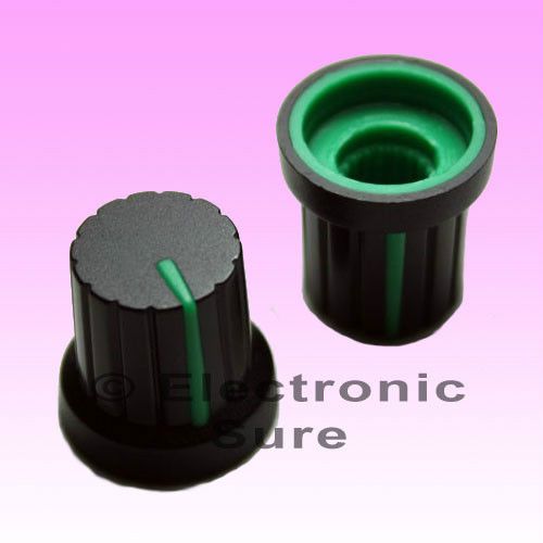 20 x Knob Black with Green Mark for Potentiometer Pot 6mm Shaft Size