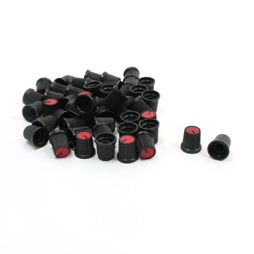 NEW URBEST® 50 Pcs 6mm 15/64&#034; Shaft Dia. Nonslip Potentiometer Knobs Red Black