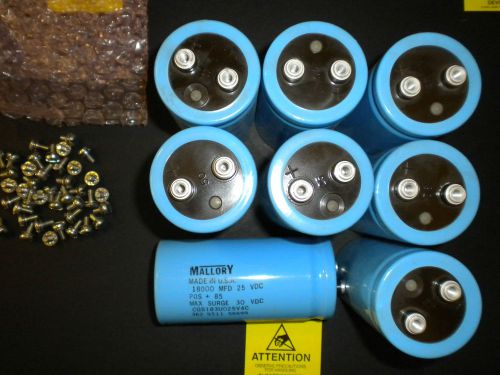 Cgs183u025v4c mallory capacitor 18000 mfd 25 vdc lot of 8 units for sale