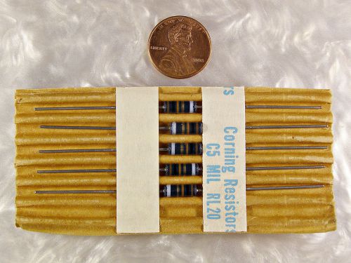 10 Corning RL20 10k ohm 1/2W Metal Film Resistors NOS +/-5% Mil-Spec