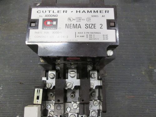 Cutler Hammer Nema Size 2 Motor Starter A10DN0 Series A1 A10-DNO 120V Coil