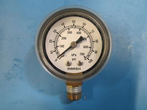 NEW!!! Marsh / Bellofram Pressure Gauge Model J1448 0-100psi 2.0&#034; STD 1/4&#034; NPT