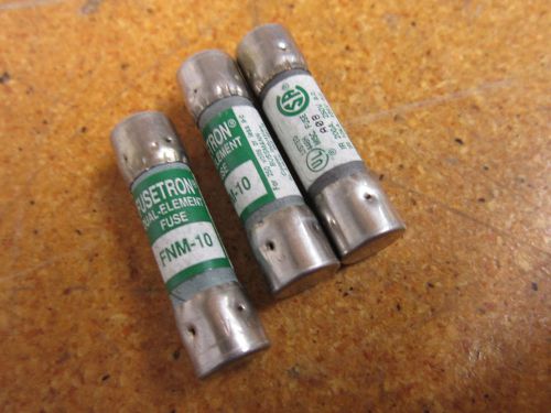Fusetron FNM-10 Fuse 10Amp 250V Dual Element NEW (Lot of 3)