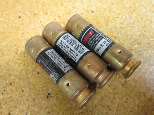 Fusetron FRN-R-15 FUSE 15A 250V TIME DELAY (Lot of 3)