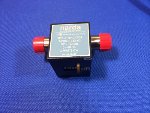Narda Step Attenuator, Model 743-60, 0-60 dB, 2 Watts CW,  DC-18GHz, Tested