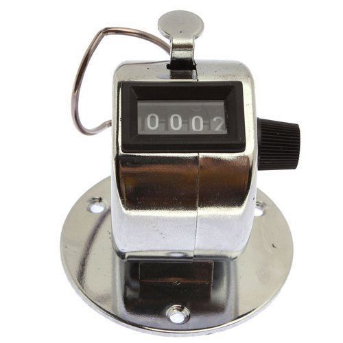 Portable Silvery Design 4-Digit Number Clicker Golf Hand Tally Counter 82690