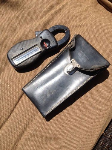 Vintage AMPROBE Clamp Volt Meter w Nice Leather Belt Clip Case