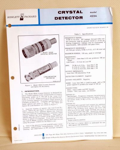 Hewlett Packard HP Operating Note Manual 423A Crystal Detector