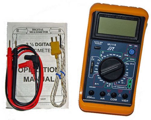 Large LCD Digital DMM Multimeter with CelsiusTemperature &amp; Continuity Test VOM