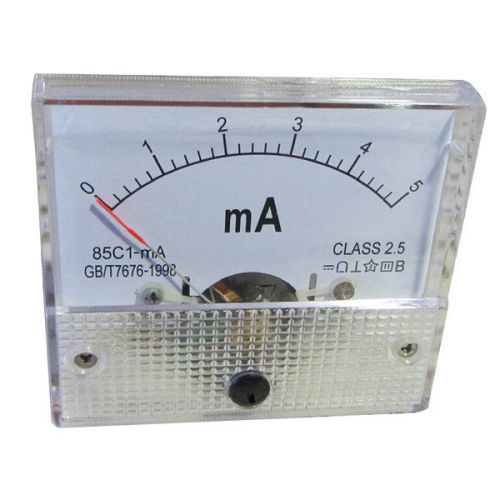 0-5mA DC Analog Panel Meter White Current Amperemeter Ammeter 65mm*56mm Class2.5