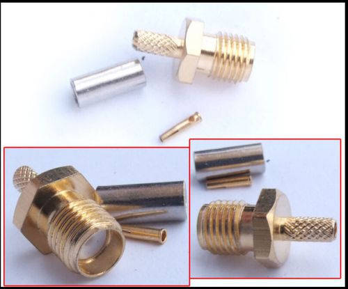 10 PCS copper RF SMA female plug Crimp connector for RG174 RG178 RG316 Cables