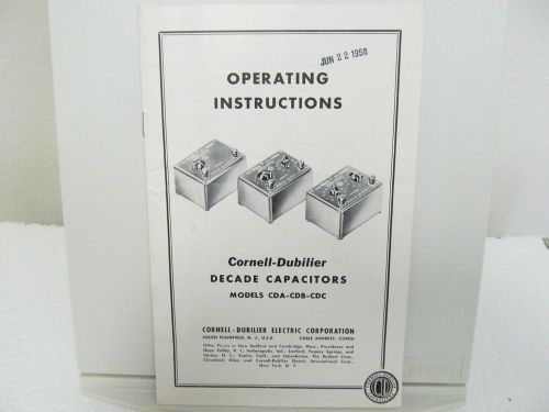 Cornell-Dubilier CDA-CDB-CDC Decade Capacitors Operating Instructions w/parts