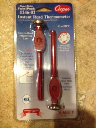 2 Pk Pocket Instant Read Cooking Thermometers Cooper Atkins 1246-02-2 0-220F