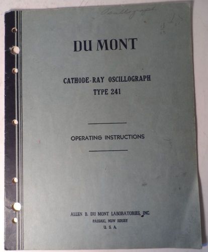 1943 du mont cathode-ray oscillograph type 241 operating instructions for sale