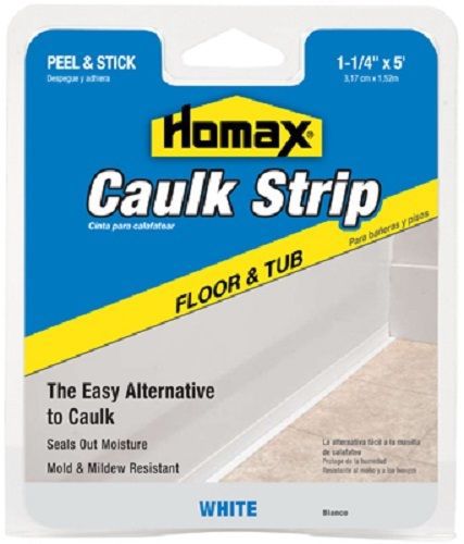 Homax 2 Pack, 1-1/4&#034; x 5&#039;, White, Tub &amp; Floor Caulkstrip