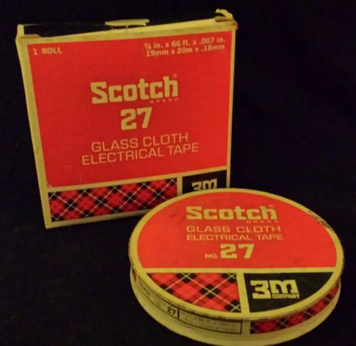 NOS VINTAGE Scotch Brand Glass Cloth Electrical Tape No 27 3M Corp 66 ft Org Box