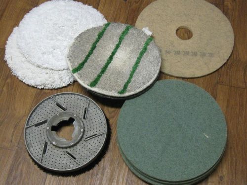 Lot of 11 floor buffer pads &amp; drivers scrubber polisher burnisher for sale